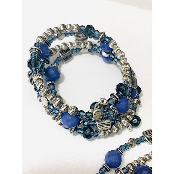 Antique PREMIER DESIGNS Blue Necklace Earrings and Bracelet Set - Picture 2 of 12